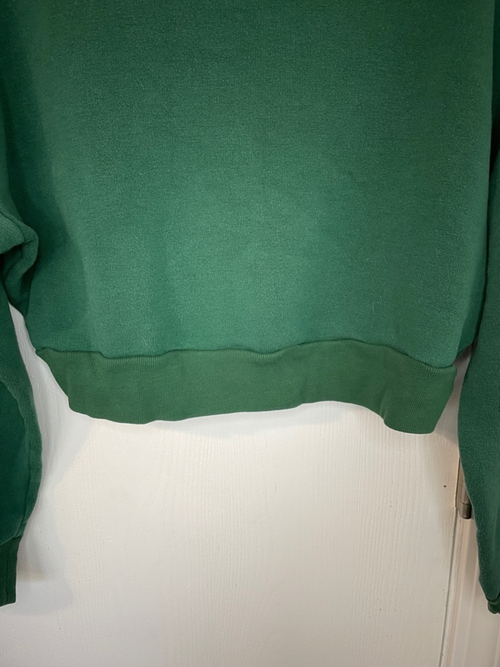 Reformation Jeans Forest Green Cropped Crewneck Sweatshirt Size Small Oversized - Picture 9 of 9